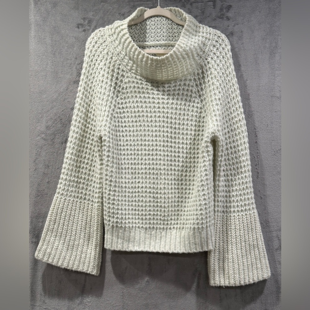 Maeve Anthropologie Dionne Bell Sleeve Mint Chunky Knit Sweater Size M Boho